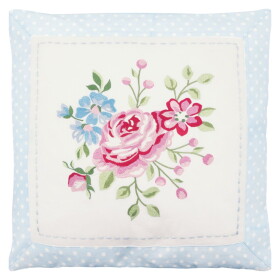 GREEN GATE Vyšívaný povlak na polštář Nikolina Pale Blue 40 × 40 cm, modrá barva, textil