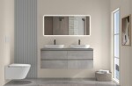 CERANO - Koupelnová skříňka Carole + deska pod umyvadlo Navira Pro - 36 mm - betonově šedá - 120x51,6x46 CER-668243