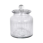 Strömshaga Skleněná dóza s víkem Gustav Ribbed Medium, čirá barva, sklo