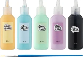 Sada barev na sklo 5x20 ml se štětcem / Výtvarná sada / Sklo, keramika, porcelán / od 5 let (150112ccv)