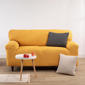 Super strečové potahy RUBINIA zlatá rohová sedačka (š. 340 - 540 cm)