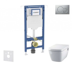 GEBERIT - Duofix Set předstěnové instalace, klozetu a sedátka Tece One, tlačítka Sigma01, Rimless, SoftClose, matný chrom SANI11CT2100