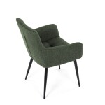 Židle jídelní, zelená látka, černý kov