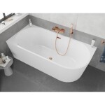 MEXEN/S - Silo volně stojící rohová vana levá reliéf 150 x 75, bílá, sifon a přepad růžové zlato 52891507500L-60