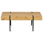 Stůl konferenční, 110x60x42, MDF divoký dub, kov černá matná