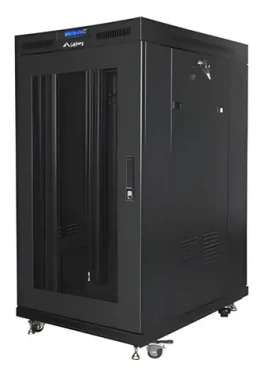 Lanberg Rozvaděč 19" 22U černý / Rozvaděč / Samostatně stojící / 800x1000 mm / LCD panel / Perforované dveře (FF01-8022-23BL)