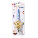 Dortisimo Svíčka modrá s LED zlatým podstavcem ve tvaru hvězdy číslo 5