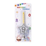 Dortisimo Svíčka žlutá s LED stříbrným podstavcem ve tvaru hvězdy číslo 9