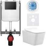 CERANO - Kompletní WC set Basic/Forte - bílá lesklá - WC tlačítko Maxio/Černá - pro zazdění - 51x36 CER-8050BD86126