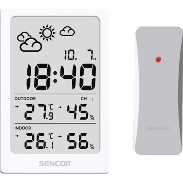 SENCOR SWS 2300 W meteostanice bílá / LCD / bezdrátové čidlo (8590669379293)