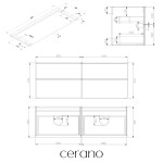 CERANO - Koupelnová skříňka Velora - bílá matná, úchytka chromová + deska pod umyvadlo Navira Pro - 36 mm - 140x56,6x46,5 CER-668534