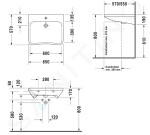 DURAVIT - DuraStyle Umyvadlo Med, 650x570 mm, bez otvoru pro baterii, s WonderGliss, alpská bílá 23306500701