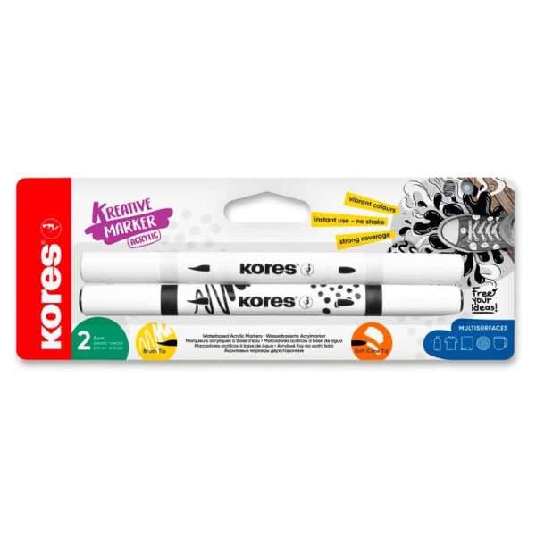 Kores Kreative Markers sada 2 ks oboustranný hrot bílá černá