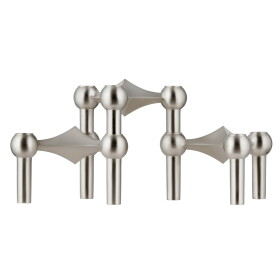 Stoff Nagel Designový svícen STOFF Nagel Brushed Chrome – set 3 ks, stříbrná barva, kov