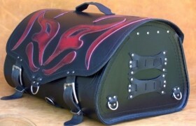 Kožený moto kufr K22 Red Demon, 39L boční