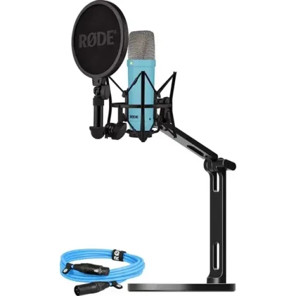 Rode NT1 Signature světle modrá / Studiová sada / Kondenzátorový mikrofon / XLR kabel / Stolní rameno / Pop filtr (BUROINT1BU)