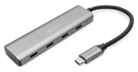 Digitus USB-C 4-Port stříbrná / USB hub / 4x USB-C 3.2 Gen 1 / hostitelský port USB-A (DA-70246)