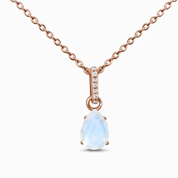 Royal Fashion náhrdelník 14k zlato Vermeil GU-DR24306N-ROSEGOLD-MOONSTONE-TOPAZ