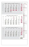 Kalendář nástěnný 2026 - Tříměsíční šedý s poznámkami