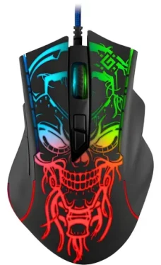 Bulletstorm GM-928 černá / Herní optická drátová myš / 7200 DPI / 6 tlačítek / USB-A / RGB (52928)