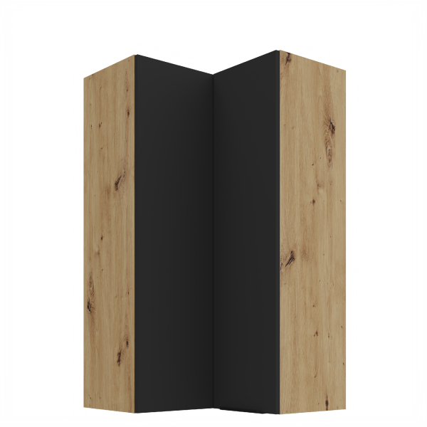 Horní rohová skříňka Aria 60x60 GN-108 2F (90°) Barva korpusu: Dub artisan, Barva dvířek: BL - Black AFM