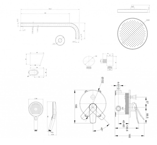 Kielle - Nefia Baterie pod omítku pro 2 spotřebiče, s příslušenstvím a s tělesem, chrom 20627SP10