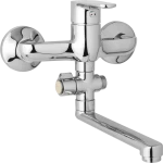 JB Sanitary Nástěnná umyvadlová a sprchová baterie TIRA, rozteč 150 mm, otočný přepínač, bez příslušenství, ramínko 300 mm D10 37 10