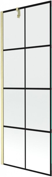 MEXEN/S - Next vanová zástěna FIX 70 x 150, černá vzor, zlatá kartáčovaná 895-070-000-00-77-55