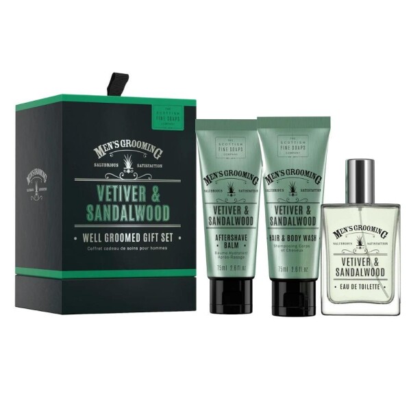 SCOTTISH FINE SOAPS Pánská dárková sada Vetiver a santalové dřevo, zelená barva, plast