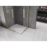 MEXEN/S - Velar Duo čtvercový sprchový kout 100 x 90, transparent, zlatá kartáčovaná 871-100-090-02-55