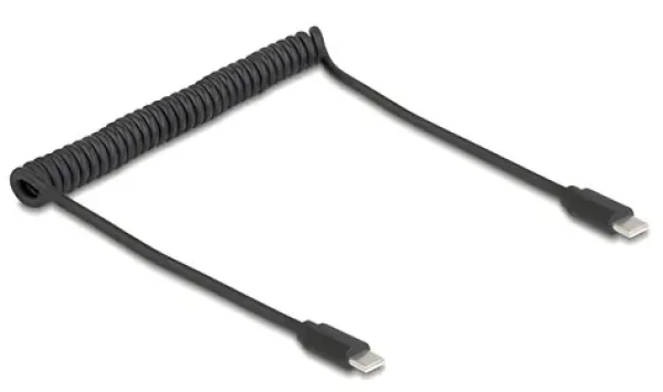 DeLock USB-C / Spirálový USB kabel / USB 2.0 / USB-C - USB-C / 0,45-0,75 m / 2 A / černý (90369)