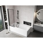 MEXEN - MIST vanová zástěna 60x150 cm 6mm 1-s, černá, okraj, levá 8A9-060-001-70-70-L
