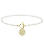 Perlový náhrdelník Raquel Gold - chirurgická ocel, sladkovodní perla, Zlatá 42 cm