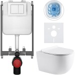 CERANO - Kompletní WC set Basic/Felci - bílá lesklá - WC tlačítko Maxio/Bílá - pro zazdění - 53x37 CER-8050BD86076