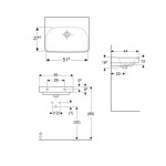 GEBERIT - Smyle Square Umyvadlo 55x44 cm, s přepadem, bez otvoru pro baterii, bílá 501.574.00.1