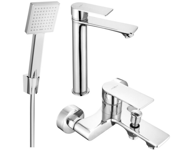 MEXEN - Royo R45 Set umyvadlové a vanové baterie s příslušenstvím, chrom 72213R45-00