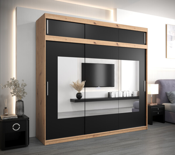 Šatní skříň Abi To s nástavcem Barva korpusu: Dub Sonoma, Rozměry: 250 cm, Dveře: Dub sonoma