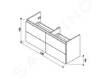 JIKA - Mio-N Skříňka pod dvojumyvadlo 130, 1266x588x448 mm, jasan H40J7184013421