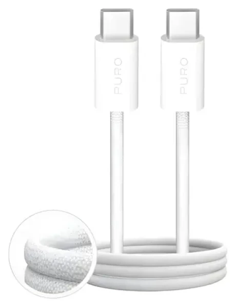 Puro Fabrik 4 bílá / Kabel USB-C - USB-C / opletený / 100 W / 1 m