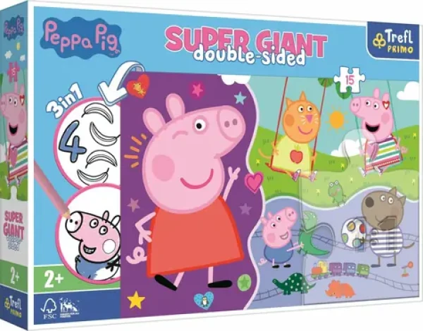 Trefl - Puzzle - Oboustranné puzzle Prasátko Peppa SUPER GIANT