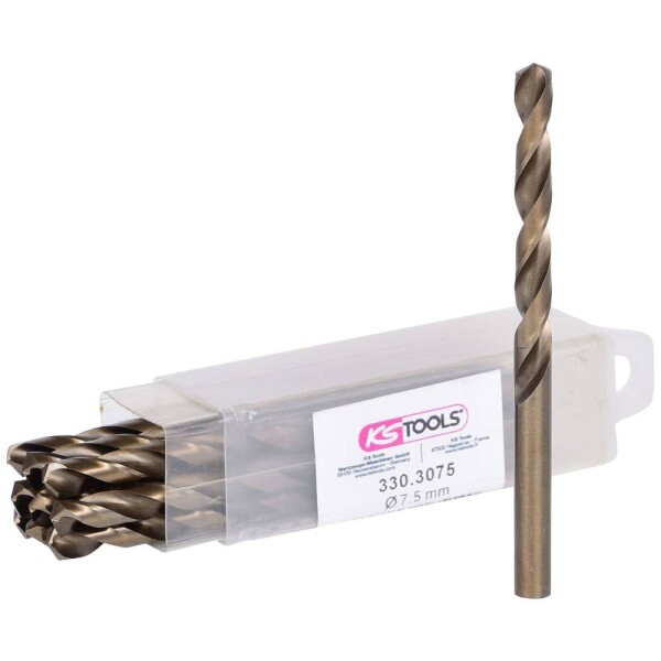 KS Tools 3303075 HSS-G-Co 5 sada spirálových vrtáku do kovu, 7.5 mm, 10 ks