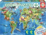 EDUCA Puzzle Mapa světa s dinosaury