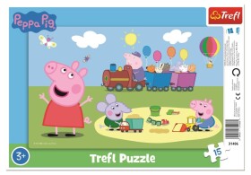 Puzzle Prasátko Peppa Veselý vláček 15 dílků