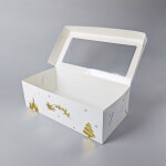 Cake star vánoční krabice bílo-zlatá s laminací L 40x20x13cm
