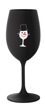 SNĚHULÁČEK - černá sklenice na víno 350 ml