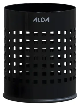 Alda Officer černá / Odpadkový koš / 7 l / lakovaná ocel / děrovaný design