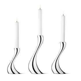 Georg Jensen Svícen Cobra Mirror – set 3 ks, stříbrná barva, kov