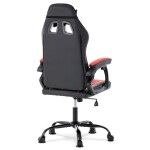 Herní křeslo, červená a černá ekokůže, houpací mechanika, opěrák 135°