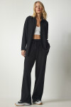 Happiness İstanbul Women's Black Camisole Oversize Shirt Pants Suit