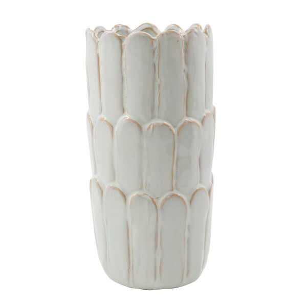 House Doctor Keramická váza Ezra Off White 25 cm, bílá barva, keramika